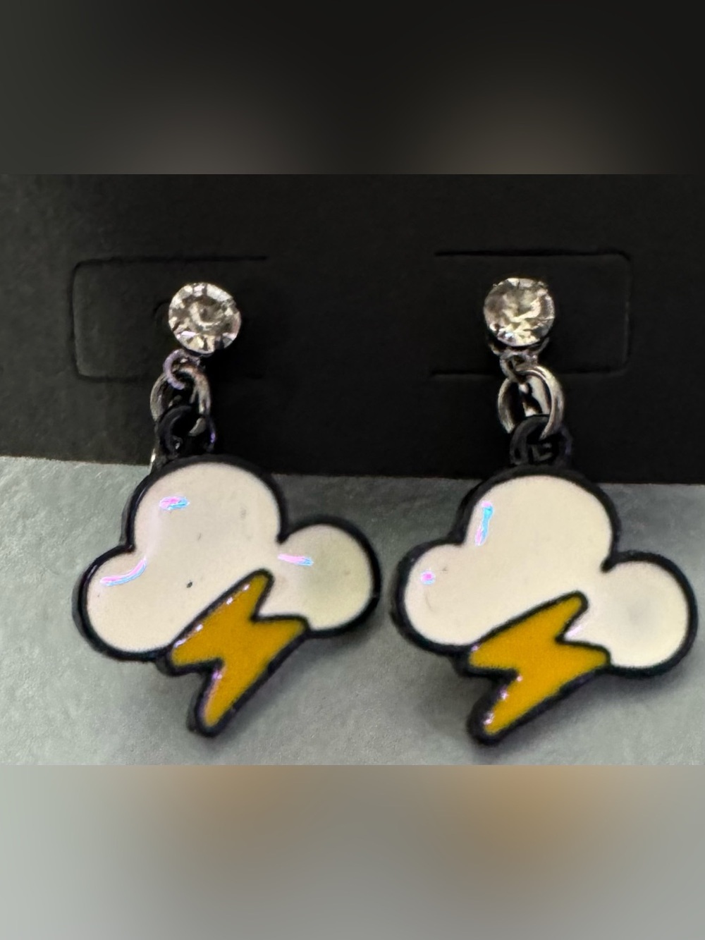 White Cloud & Yellow Lightning Drop clip-on  Earrings - Women Jewelry